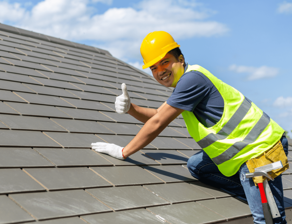Metal Roofing with a person doing it
