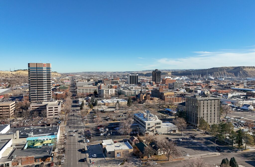 Billings, MT with many buildings and a road